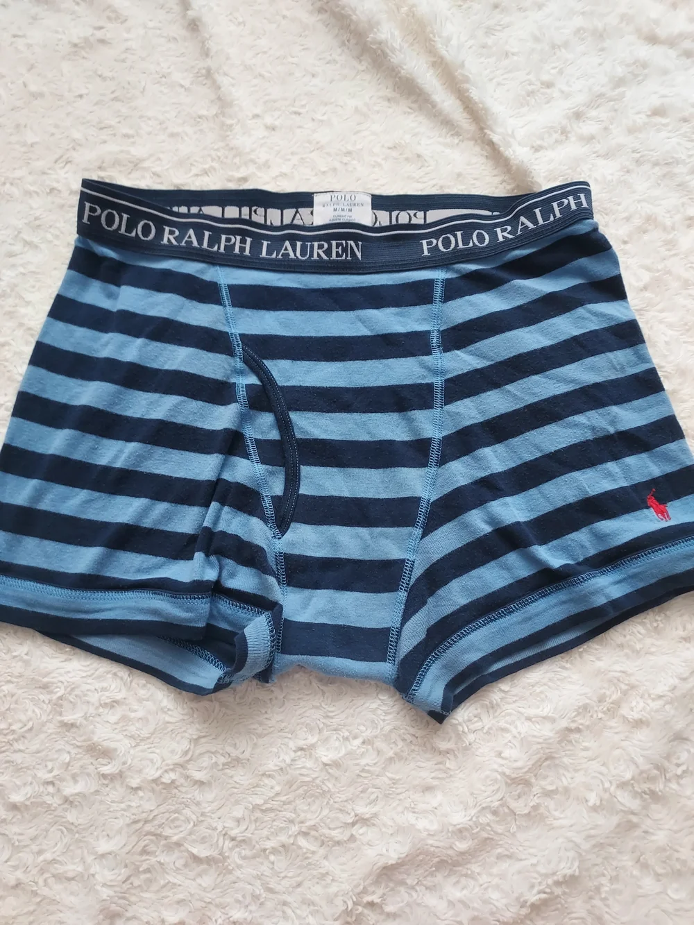 Polo by Ralph Lauren Classic Light Blue & Navy Striped Boxer Briefs 100% Cotton